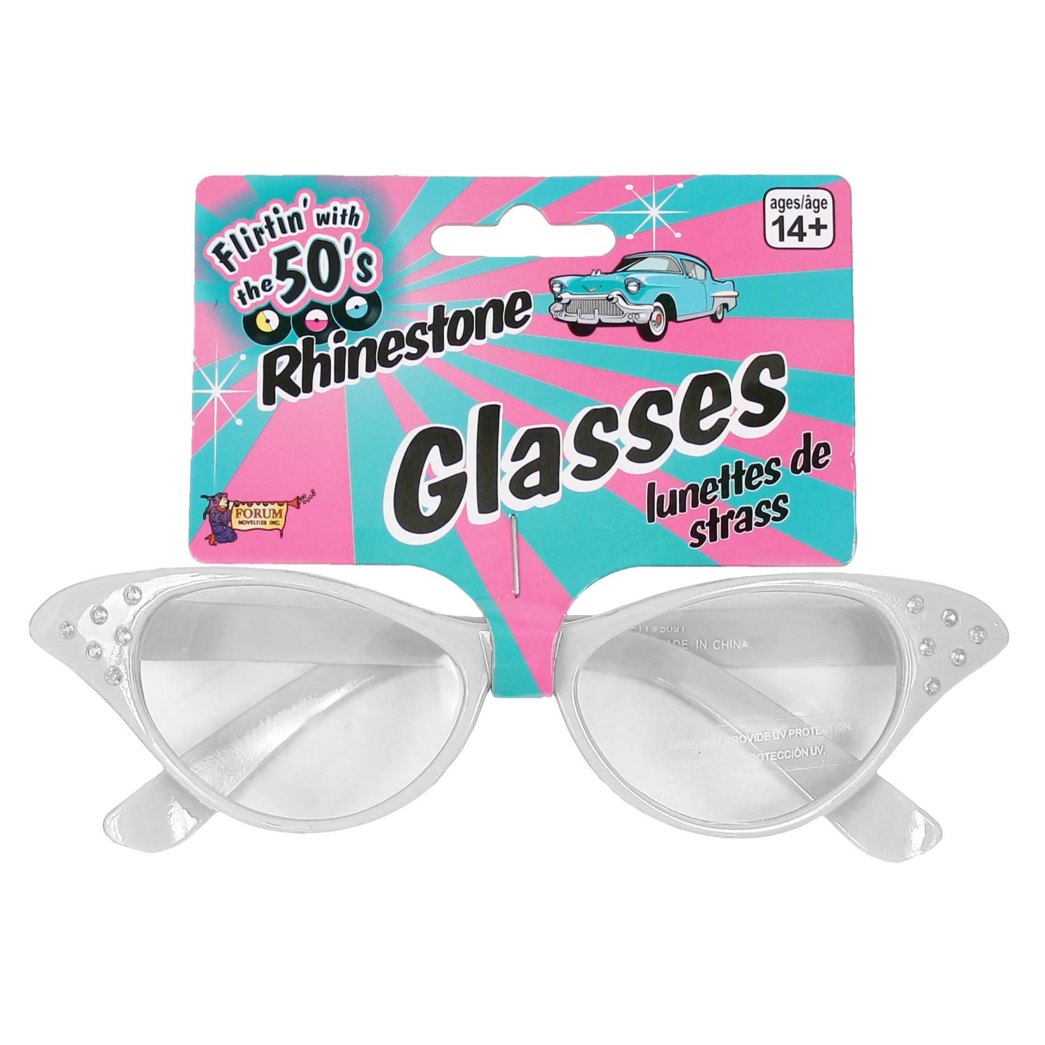 Retro Rhinestone Glasses - White