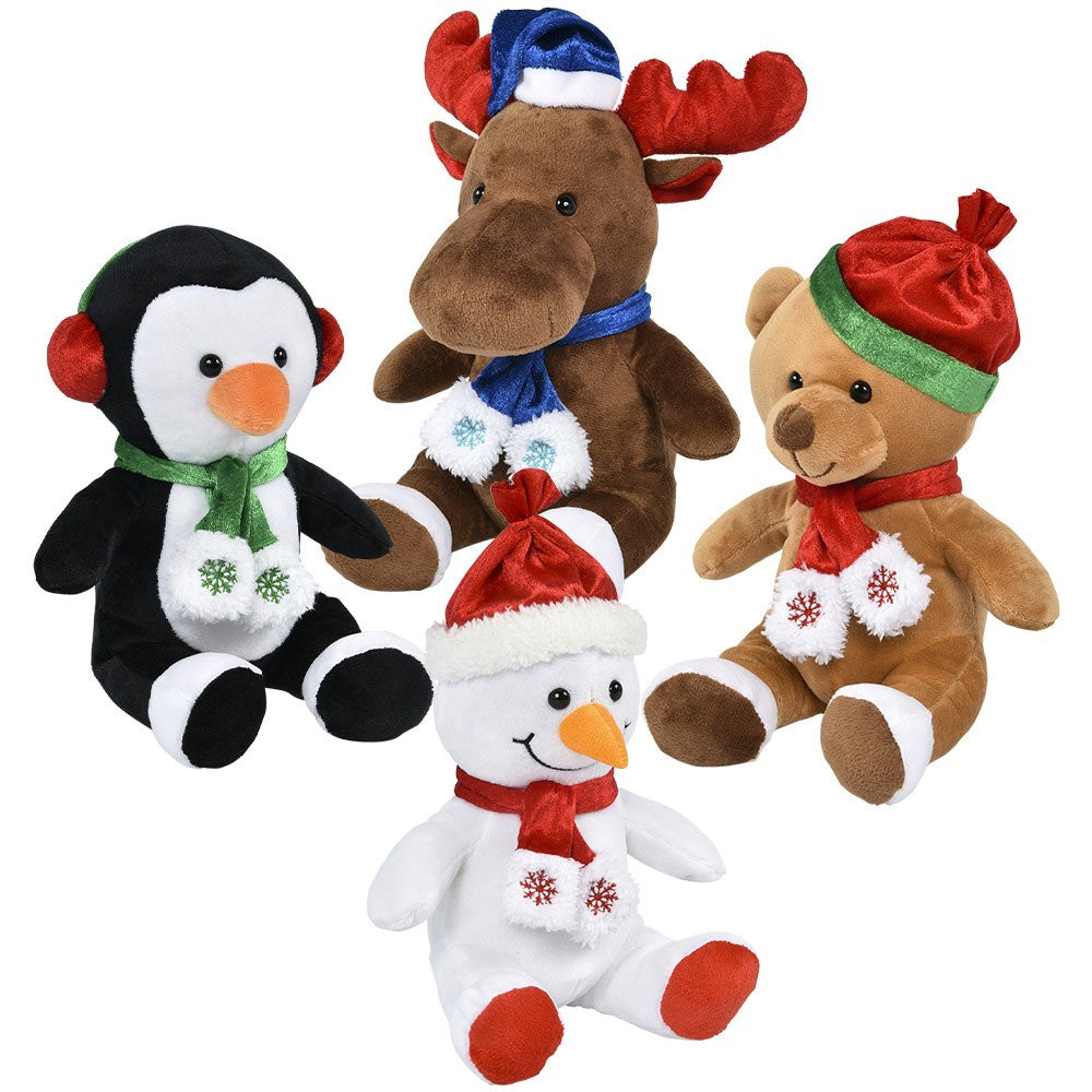 Plush Christmas Characters with Scarf Assorted 8