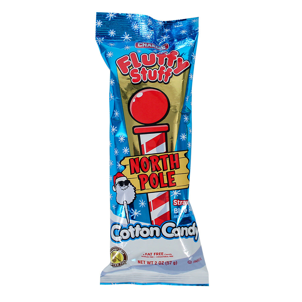 Fluffy Stuff North Pole Stawberry and Blue Razz Flavored Cotton Candy, 2  oz, Pack of 3