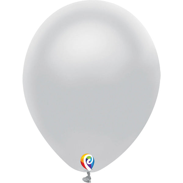 Funsational Silver Latex Party Balloons 12" (12 PACK)