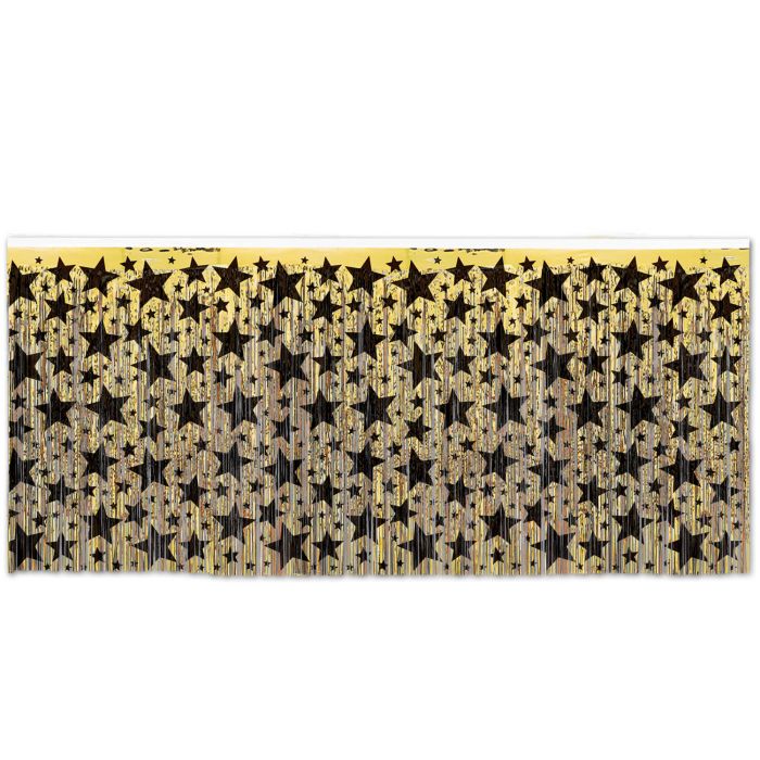 Table Skirt Gold w/ Black Stars 30" X 14'