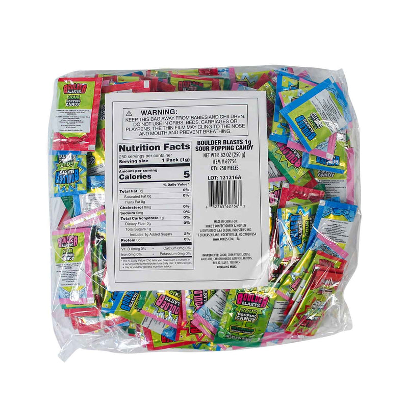 Sour Boulder Blast Popping Candy Bulk Bag 250 Count