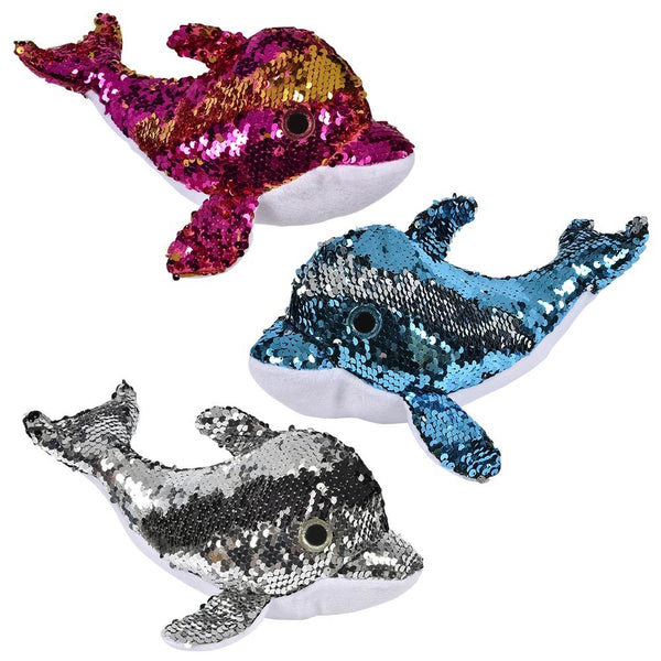 Plush Sequin Dolphin Assorted 10"