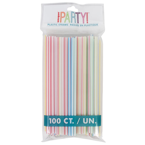 17 Long Flexible Neon Straws - Assorted Colors - Pack of 200