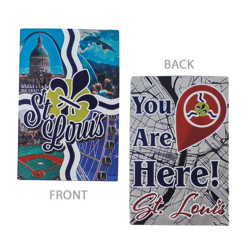 St. Louis Souvenir Magnet Metallic Foil 2-Sided 2" x 3"