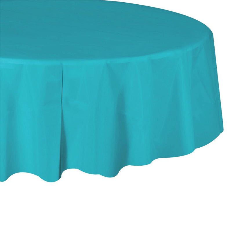 Plastic Table Cover - Caribbean Blue 84" Round