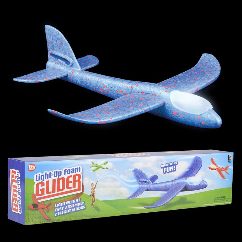  Kripyery Glowing Glider 18.9 Large Throwing Foam Plane,  Charming Shiny Foam Plane 3 Kinds of Flight Modes Glider, Boys and Girls 3  4 5 6 7 8 9 Years Old Flying